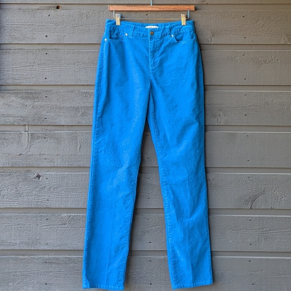 Coldwater Creek Vibrant Blue Stretch Corduroy Straight Leg Pants Size 4